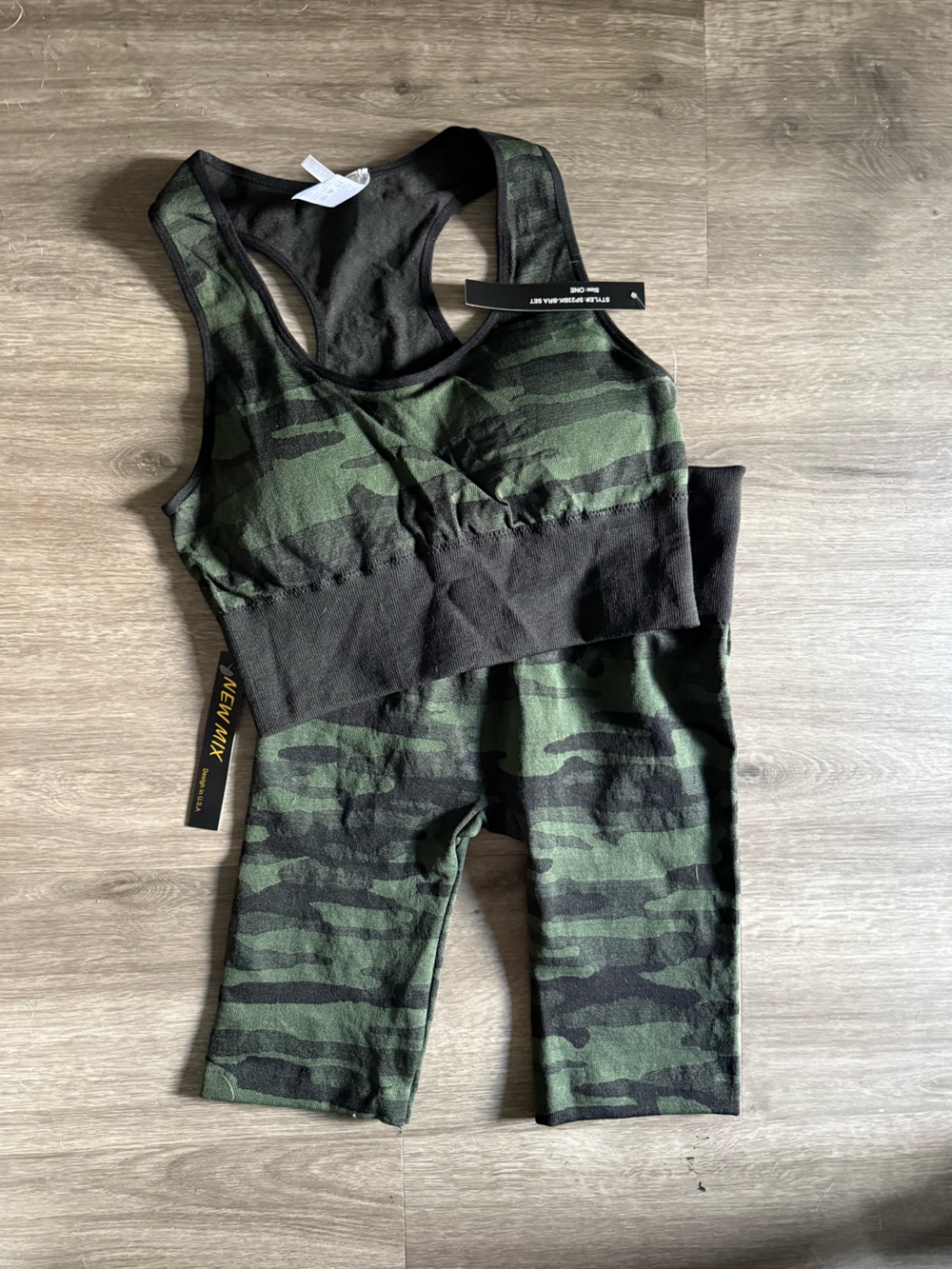 New Mix Green and Black Camo Bike Shorts Set